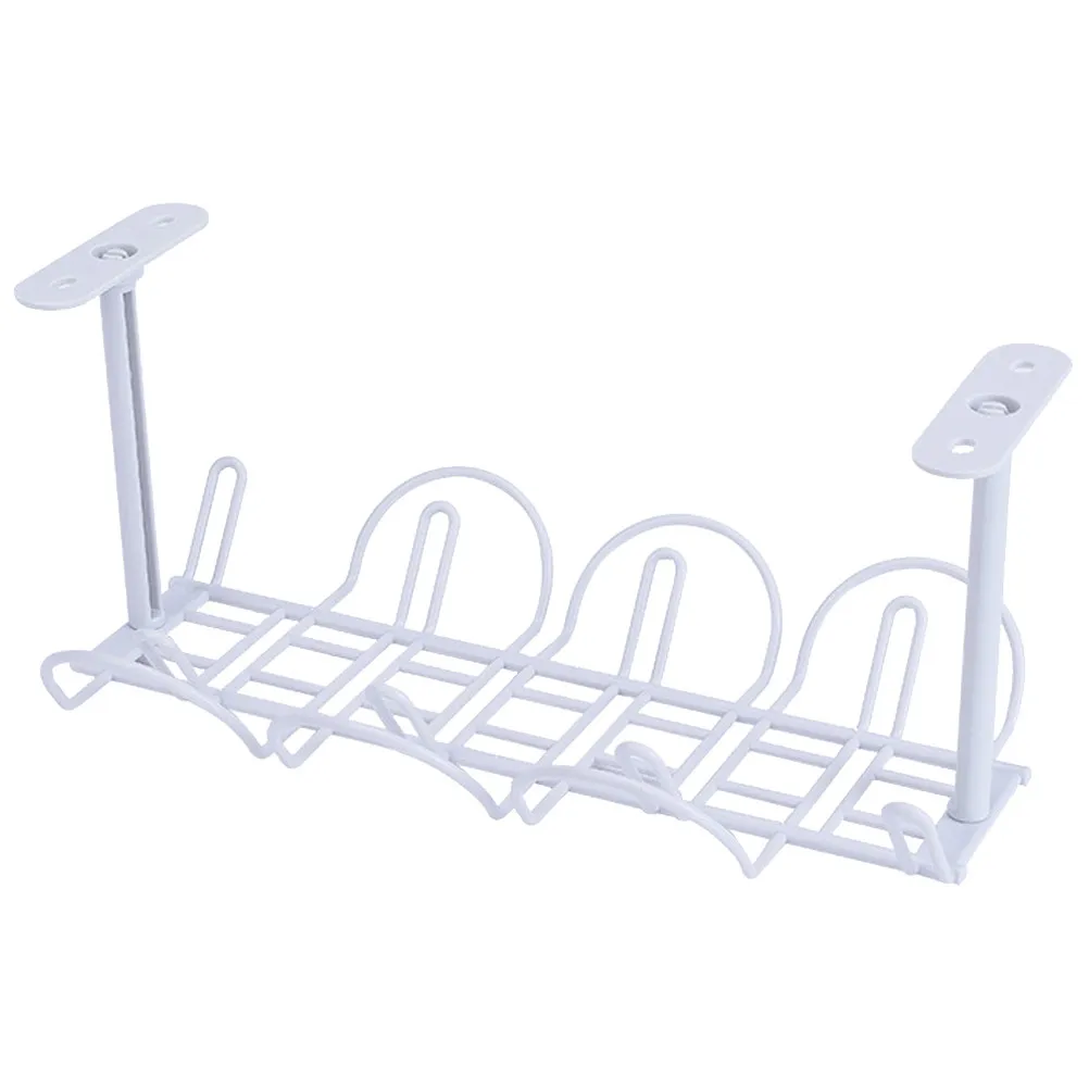 

2Pcs Hanging Basket Desk Storage Holder Grey Sturdy Office Desk Organiser Lightweight Office Storage Shelf for Pen Cable Phone