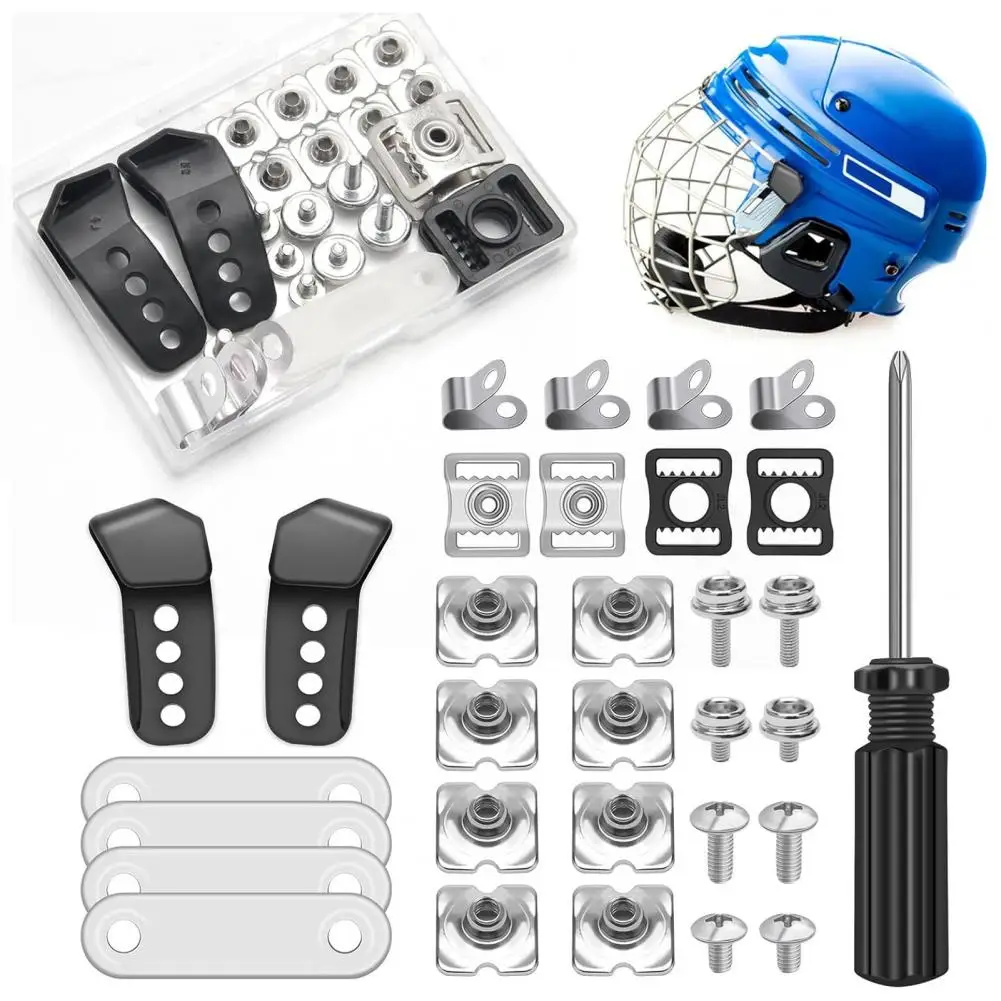 31Pcs/Set Hockey Helmet Repair Kit With Screws Nuts Gaskets Clips Screwdriver Rugby Baseball Helmet Repair Replacement Parts