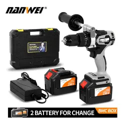 NANWEI 21V 13mm 200Nm Cordless Drill Industrial Grade Brushless Impact Drill 1/2