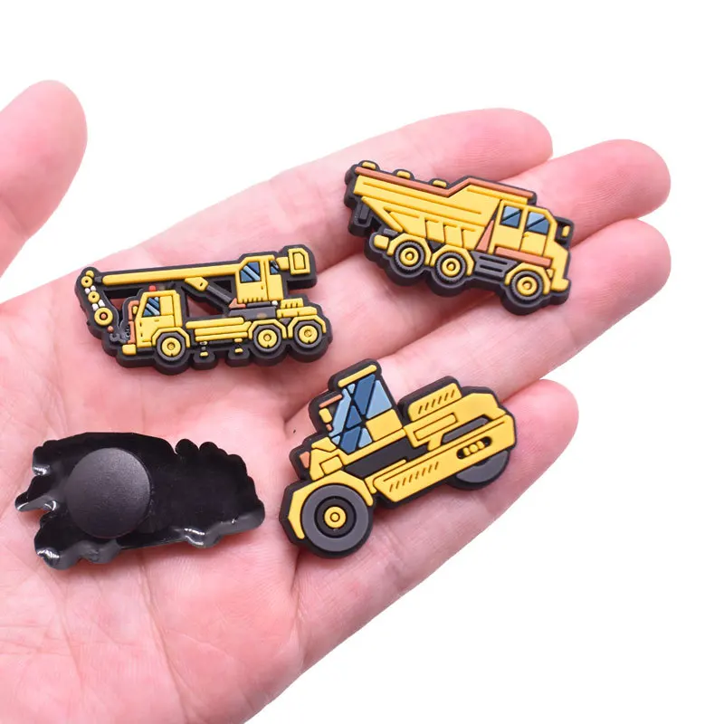 Excavator Bulldozer safety hat digging car shoe charms buckles accessories decorations for clog wristband bracelets DIY