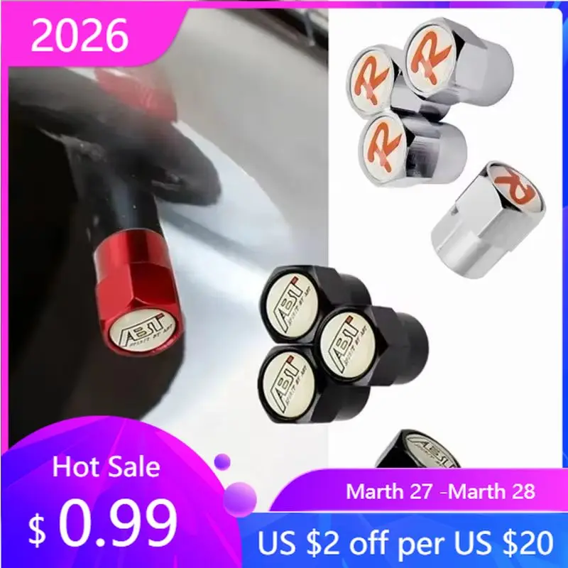 Tapas de Válvula para Neumáticos de Coche (4 Piezas) para VW VOLKSWAGEN GTI GOLF 2026, para Volkswagen ABT R Line Polo Golf 5 6 7 Passat B5 B