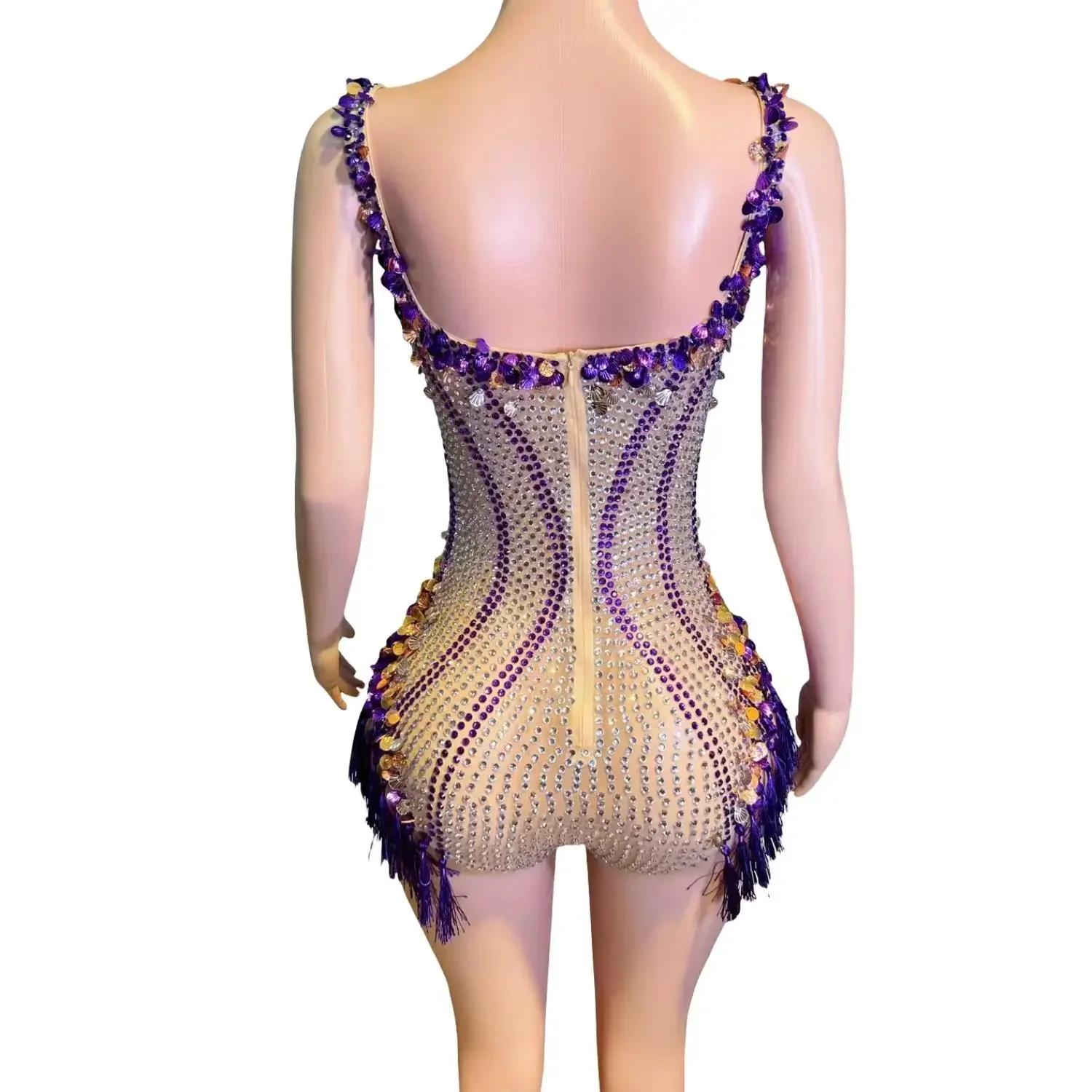 Sparkly Colored Sequins Fringe Luxury Women's Sexy Dance Stretch Bodysuit Birthday Party Leotard Singer Nightclub Prom