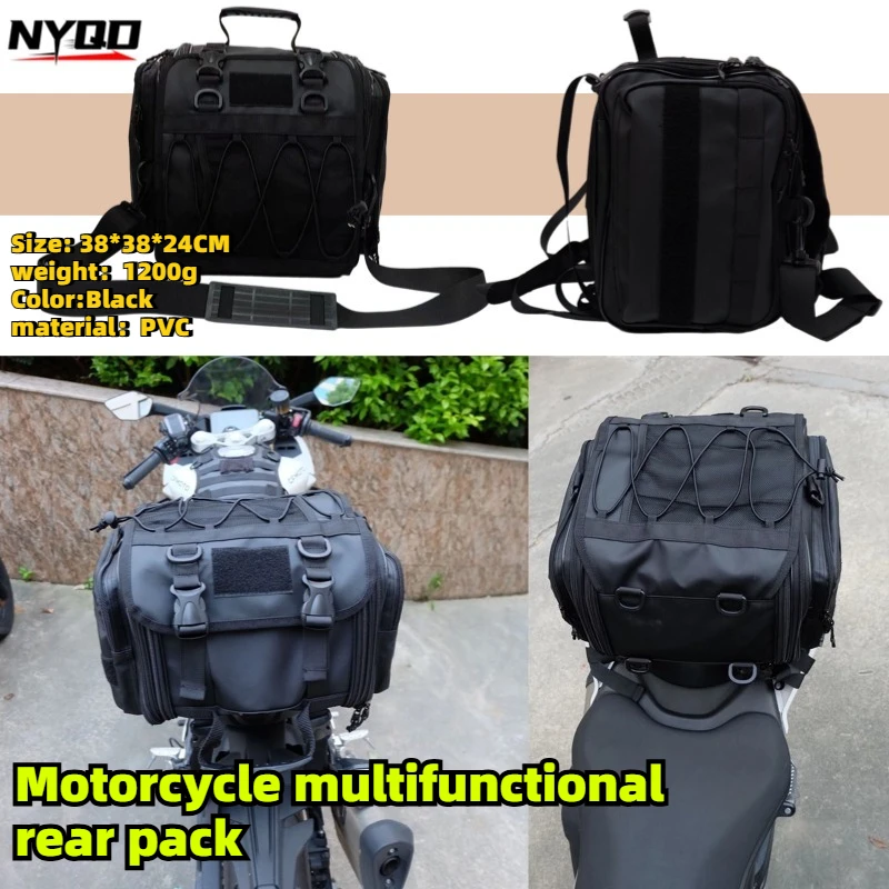 

Motorcycle Tail Bag Waterproof Wear-Resistant Expandable Motorbike Rear Seat Storage Pack for Touring 35L