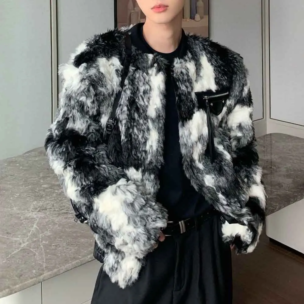 

Winter New Men's Tie-Dye Color Block Long-Sleeve Jacket American Retro Fashion Trendy High Street Loose Casual Niche Men's Top