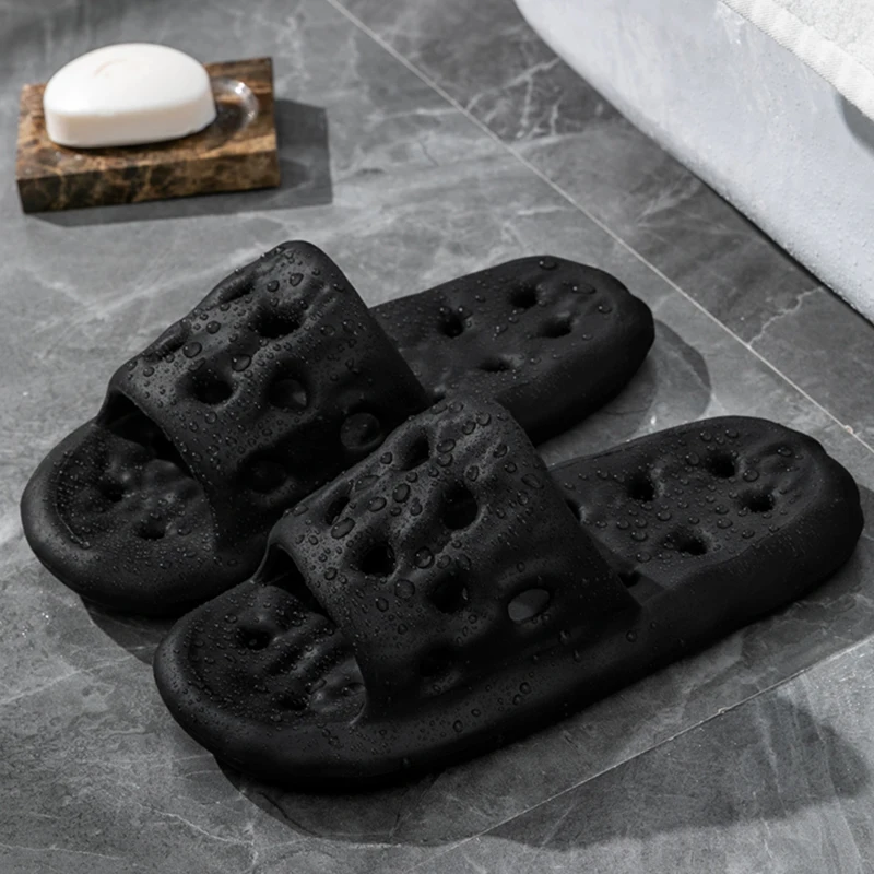 Summer Shower Slippers for Women,Hollow Out Quick Dry Lightweight Non-Slip Bathroom Sandals, Comfortable EVA Beach & Home Shoes