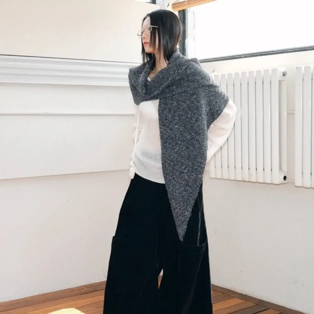 

Женская мода, осенне-зимняя теплая шерстяная вязаная шаль, термокорейский треугольный шарф, высококачественная накидка