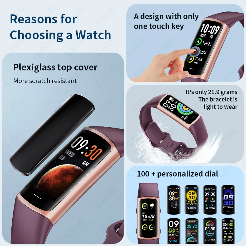 Pulsera Inteligente Deportiva 2026, Monitor de Salud y Actividad Física para Mujeres, Ligera e Impermeable, Reloj Inteligente para Hombres Compatible con Android e iOS - Image 6