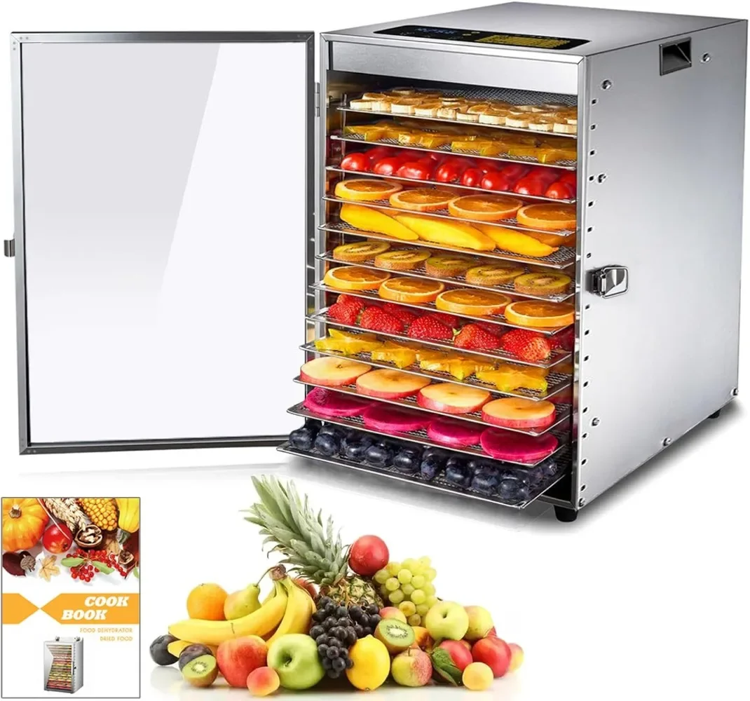 

Food Dehydrator 12 Trays Stainless Steel, Food Dryer Machine for Fruit, Meat Vegetables, with 68-194 ℉ Adjustable