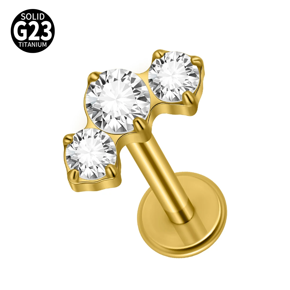 G23 Titanium Clear CZ Gem Labret & Lip Stud