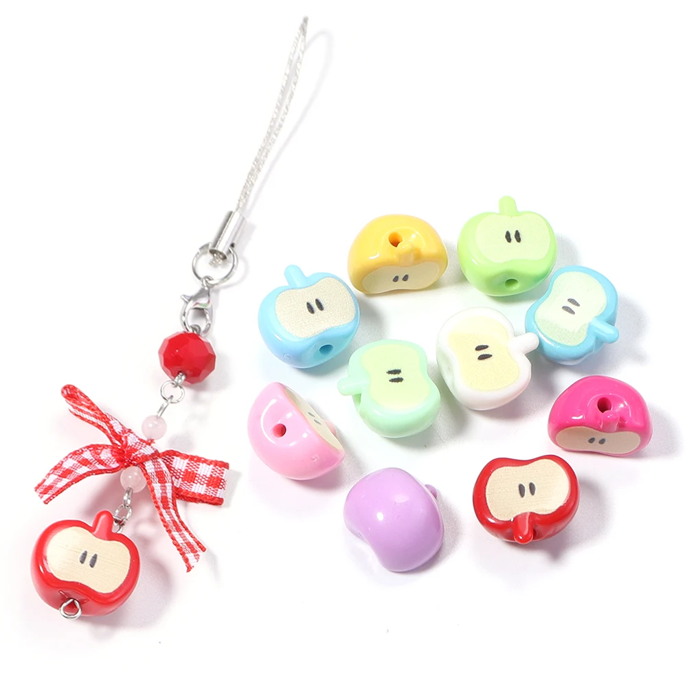 10pcs/lot 16x17.5mm Acrylic Beads Fruit 3D Apple shape Loose Spacer Beads For Jewelry Making DIY Necklace Bracelet Accessories image 3