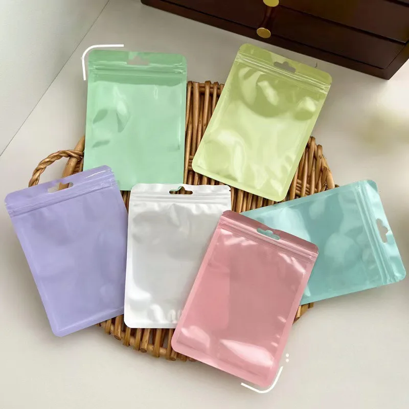 

100pcs Cute Resealable Bag Foil Zipper Pouch For Jewelry Product Storage Organization Small Business Packaging Supplies