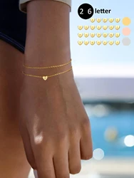LNCHRAN Stainless steel plated 18K gold low allergy copper heart letter tail chain with zircon detail decorative bracelet