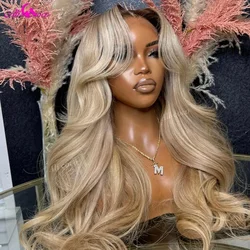 13X6 Ombre Blonde With Brown Root Lace Frontal Wig Human Hair For Women Transparent 13X4 Lace Front Human Hair Wig Pre Plucked