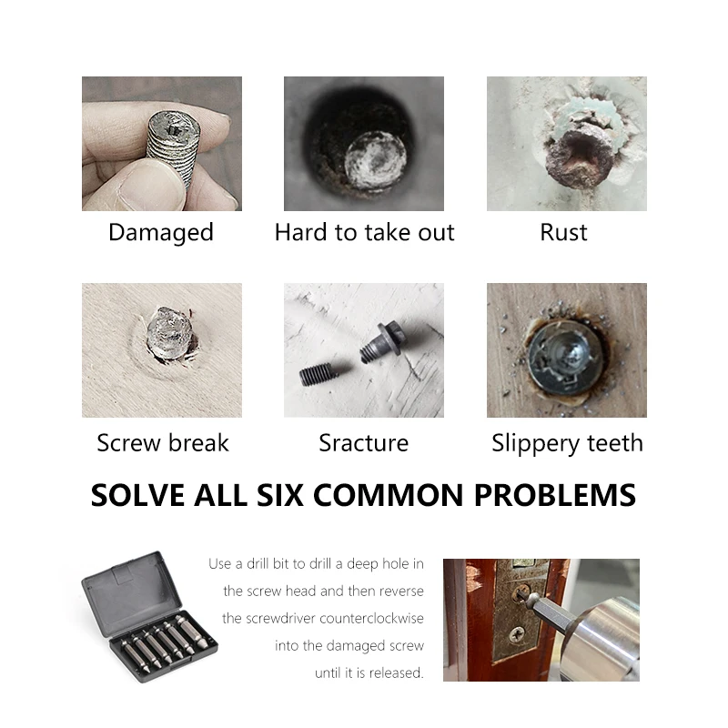 Screw Extractor เจาะ4/5/6Pcs Broken สกรู Bolt Remover ได้อย่างง่ายดาย Take Out Stripped สกรู extractor เจาะชุด Bit