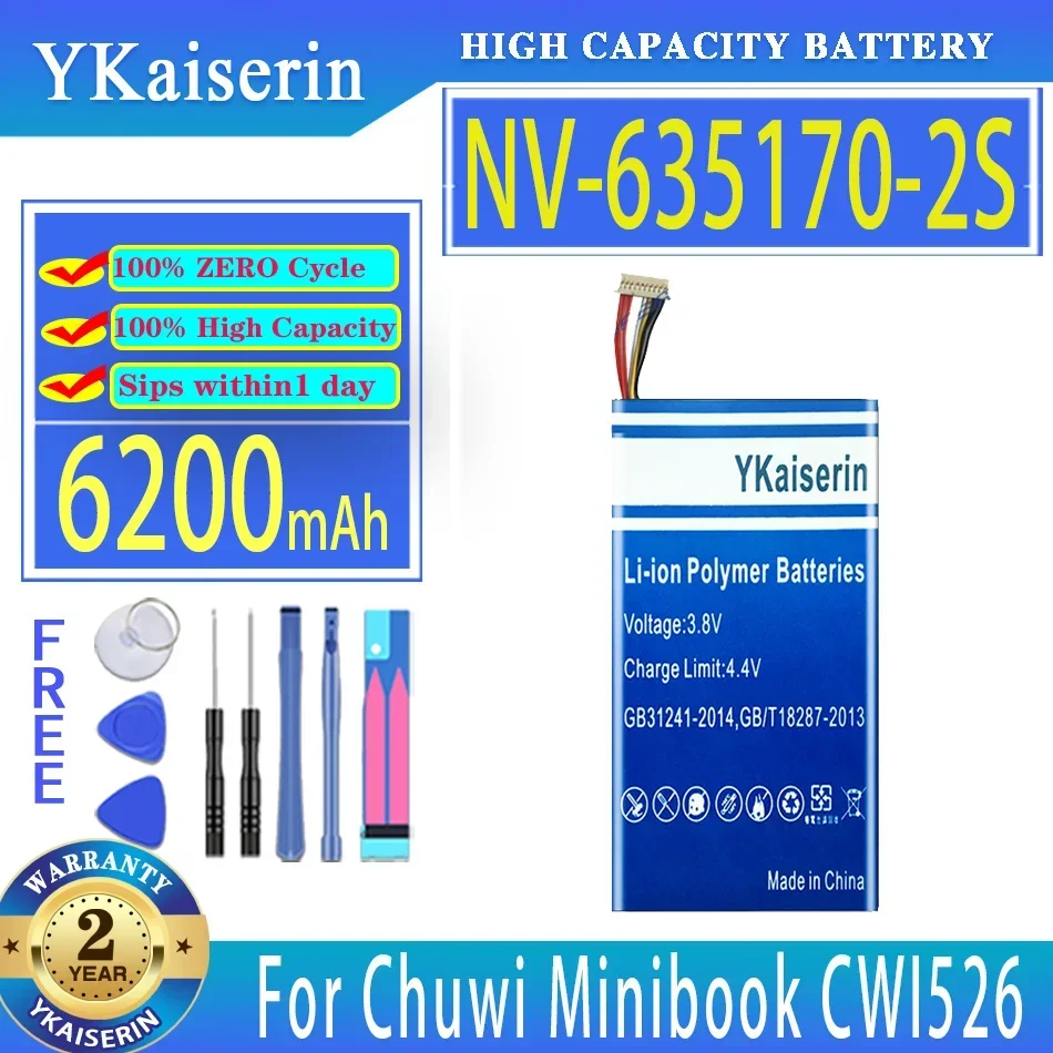 YKaiserin 6200mAh Replacement Battery NV-635170-2S For Chuwi Minibook CWI526 Batteries