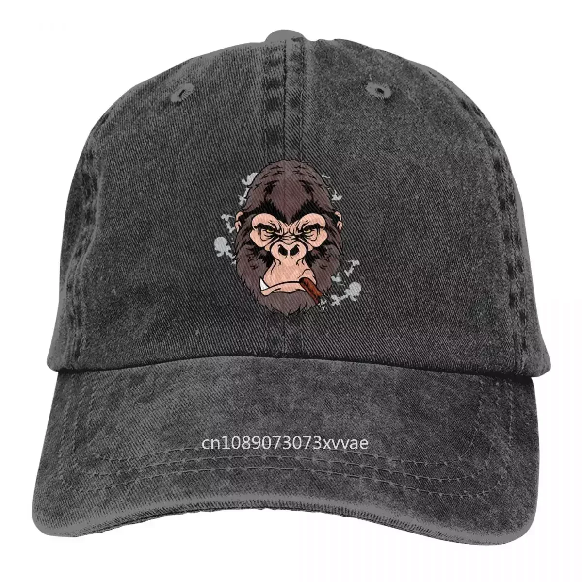 

Washed Men's Baseball Cap Gorilla Smoking A Cigar Trucker Snapback Caps Dad Hat Monkey All Seasons Travel Adjustable Golf Hats