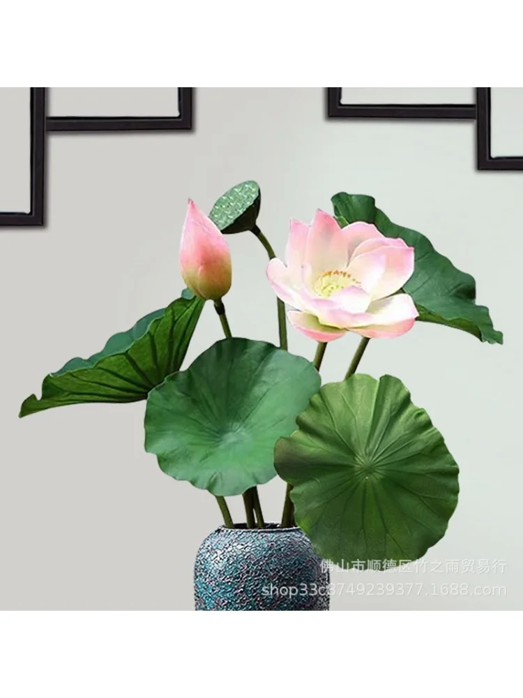 

Lotus Peng Single Lotus Simulated Flower Chinese Style Shooting Props Courtyard Garden Decoration Green Plants