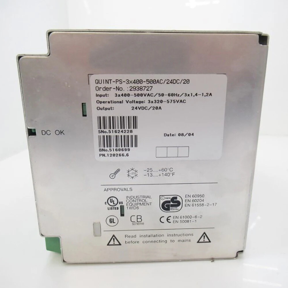 

QUINT-PS-3X400-500AC/24DC/20 QUINT POWER 24VDC/20A 2938727 Switching Power Supply