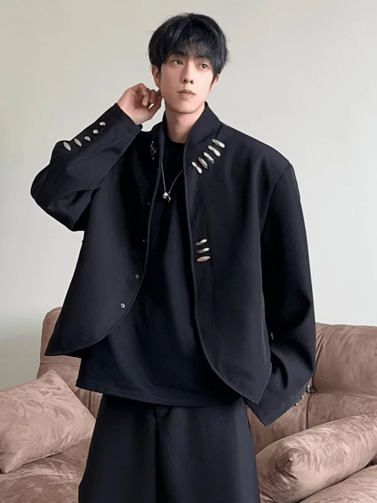 

New Chinese Deconstructed ort Suit Jaet Men's Spring Autumn High Sensation Haome Cleanfit Stand Collar Jaet