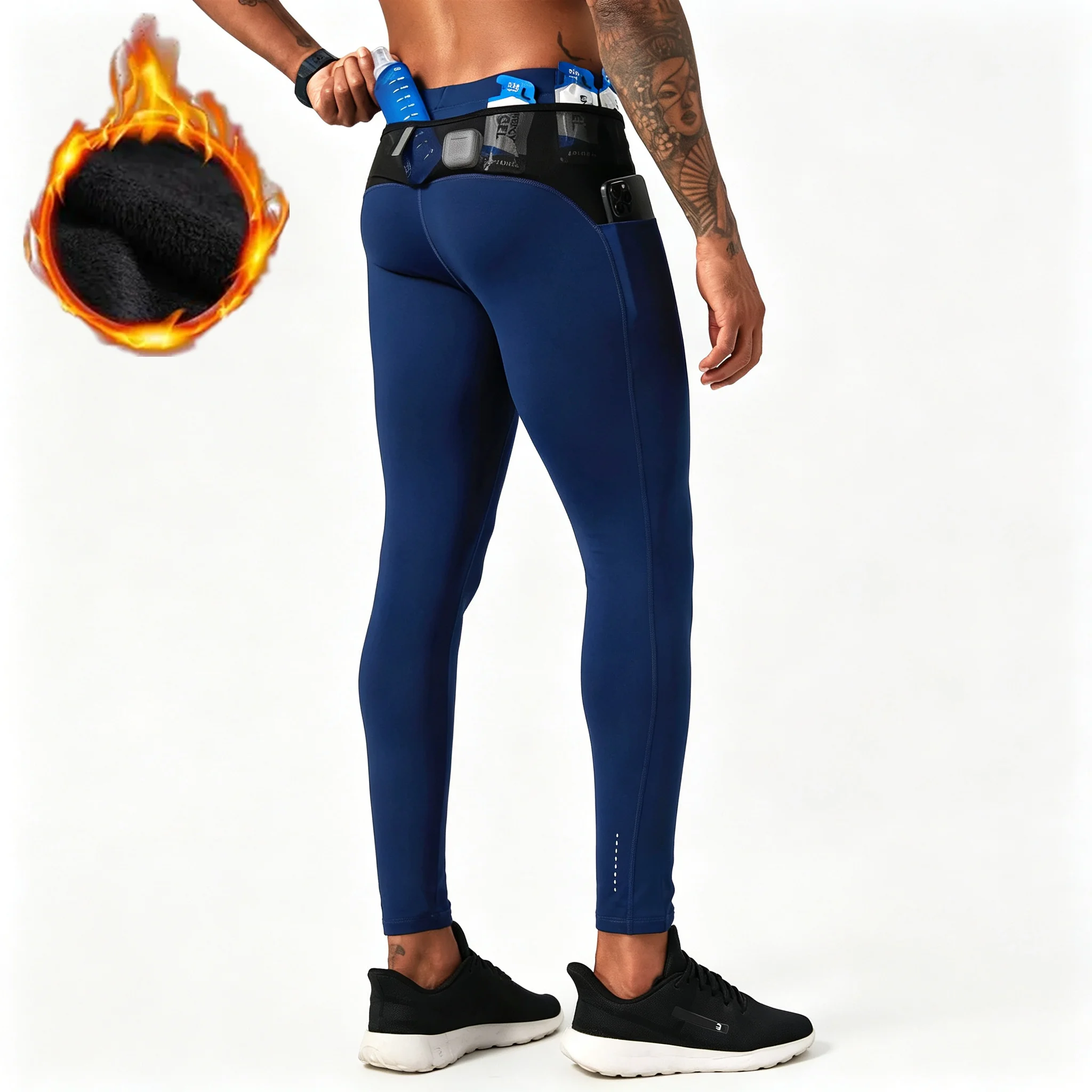 Men's Women's Winter Brushed Keep Warm Running Pants Compression Workout Trainning Fitness Cycling Hiking Jogging Bodybuilding