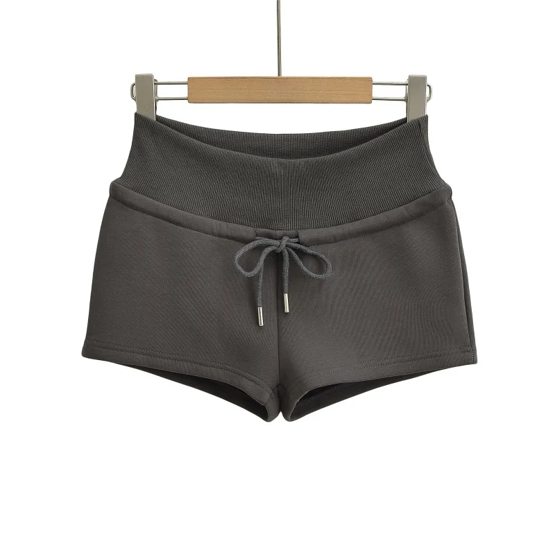 Threaded Elastic Waist Casual Shorts for Women Summer New American Spicy Girl Drawstring Show Figure Straight Hot Pants Cotton