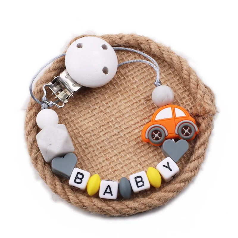 DIY Originality Personalized Pacifier Clip Customized Baby Name Pacifier Chain Secure Food Grade Silicone Teether Toy Gift