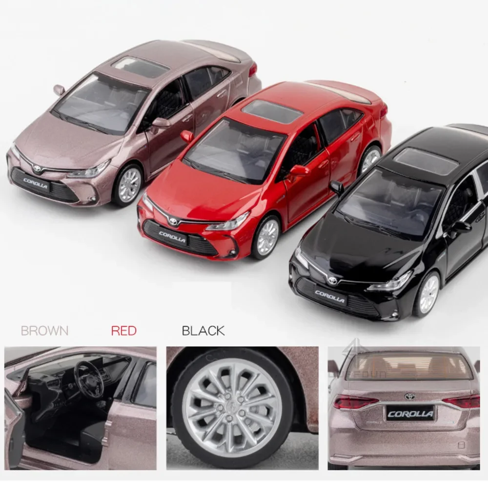 1:32 Alloy Diecast Corolla Metal Car Model Toy Sound And Light Pull Back Model Miniature Scale Model Car Toy For Children