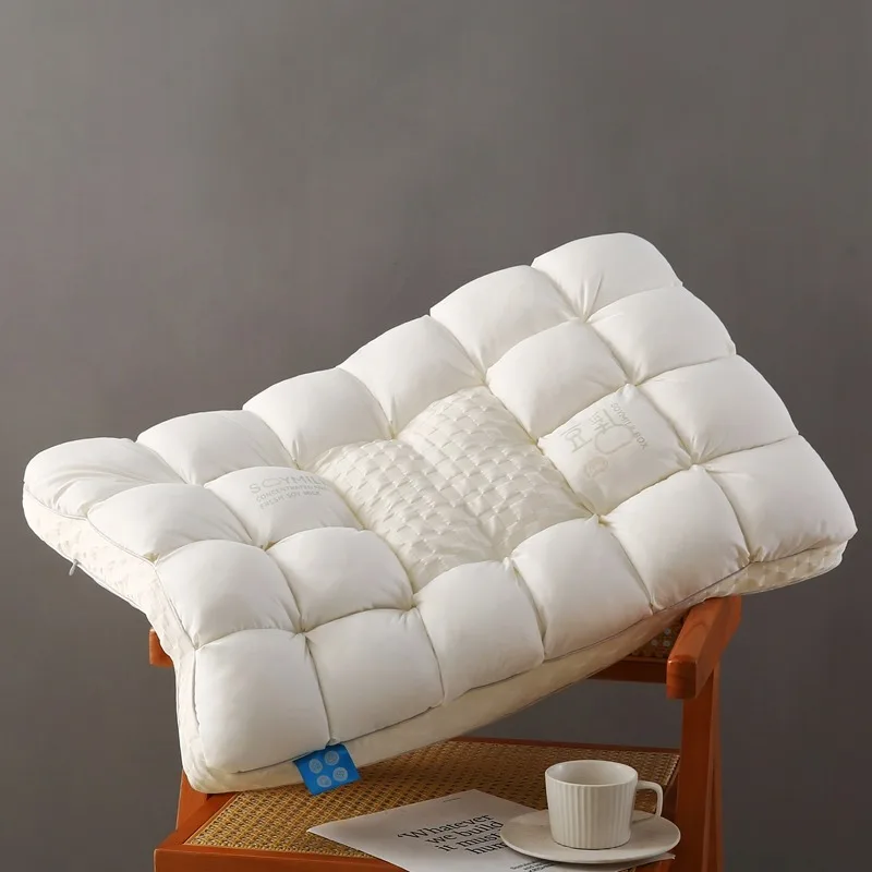White soy milk cloud pressure relief pillow bread lattice setting partition pillow core home student dormitory