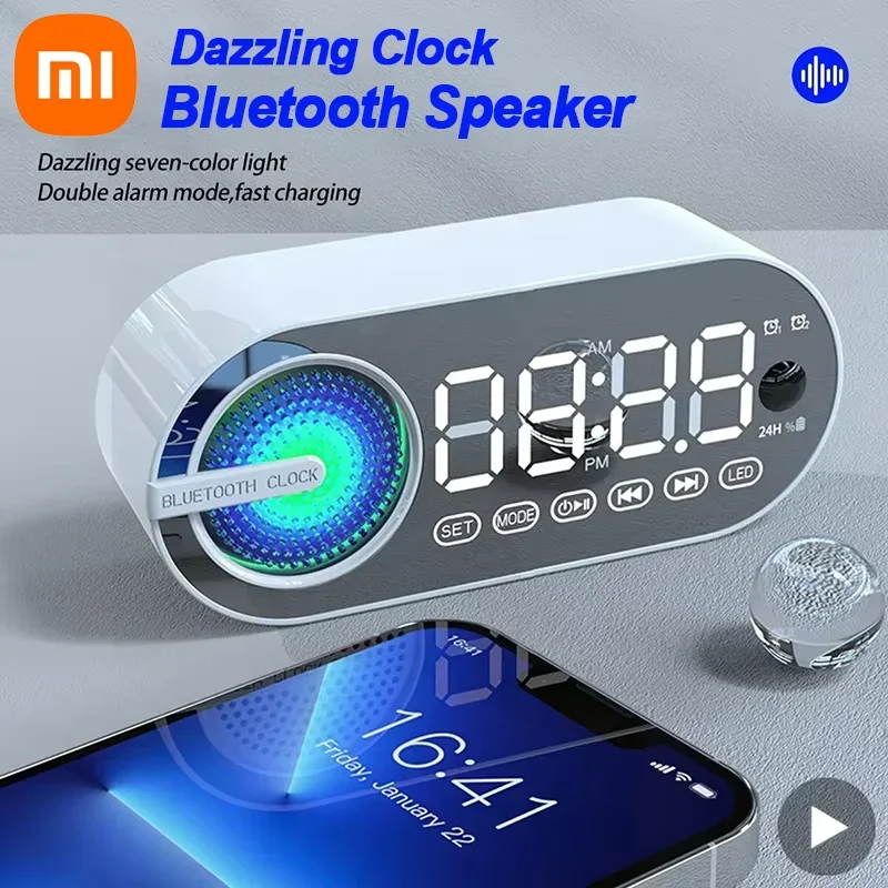 Xiaomi Wireless Bluetooth Speaker Silent Alarm Clock TWS LED Digital Clock FM Radio Subwoofer Portable Music Player Decoration