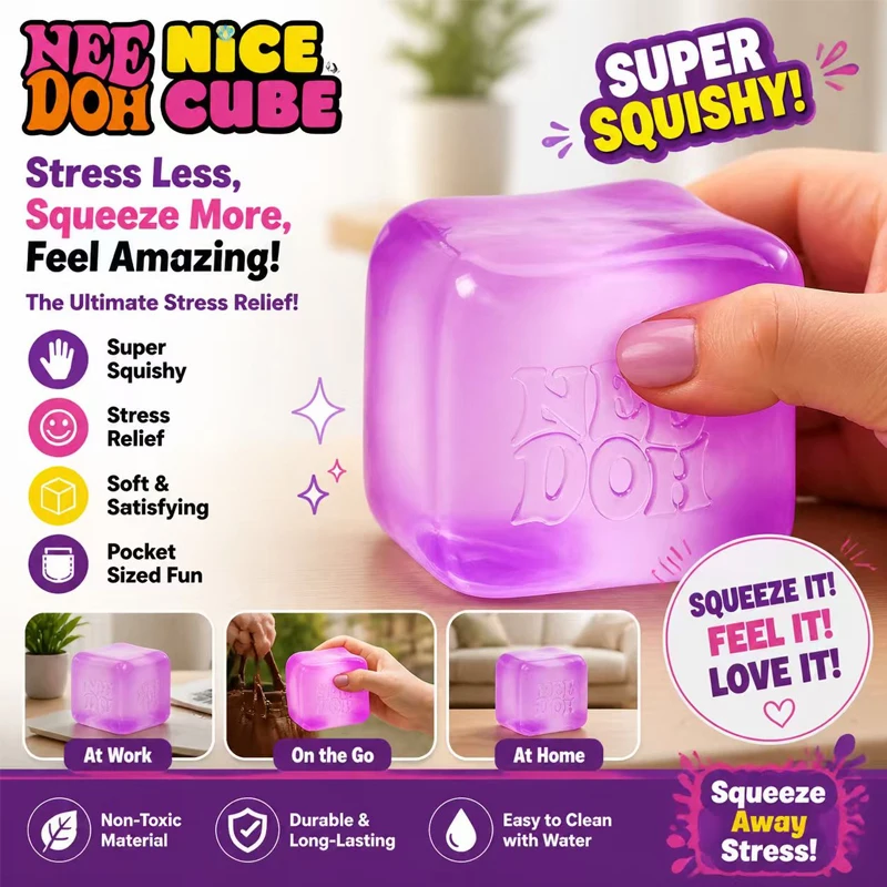 NOVO Brinquedo Fidget Squishy Cube – Alívio do Estresse, Ansiedade e Aumento da Concentração, Macio para Apertar, Portátil, Diversão para Crianças e Adultos, Brinquedo Sensorial