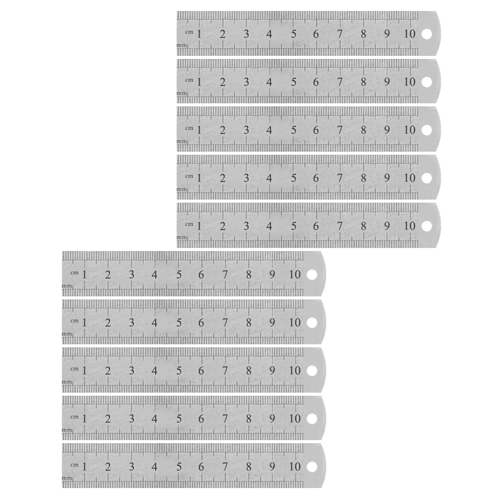 مسطرة فولاذية مزدوجة الجوانب (الصلب من النوع A، 10 سم، 10 قطع) 100 مم 4 بوصة، مسطرة حديدية، مسطرة من الفولاذ المقاوم للصدأ، أدوات مكتبية، مسطرة قياس من الفولاذ المقاوم للصدأ.