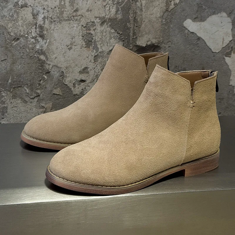 

Genuine Leather Chelsea Boots Men's ort High-Top oes Zipper Closure Comfortable Casual Footwear Summer Collection