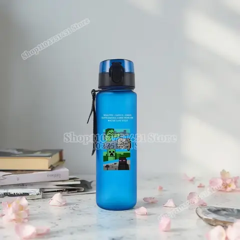 650ml Miner Crafts Water Bottles Unisex Outdoor Sports Water Bottle Cartoon Print Figure Drinking Cup Plastic Cups Birthday Gift