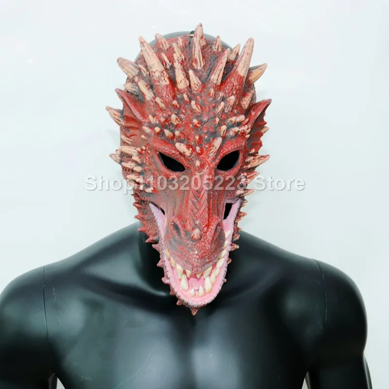 Dinosaur Mask Full Face Latex Head Cover Halloween Children's Day Clothing Party Carnival Dinosaur Animal Dressing Supplies