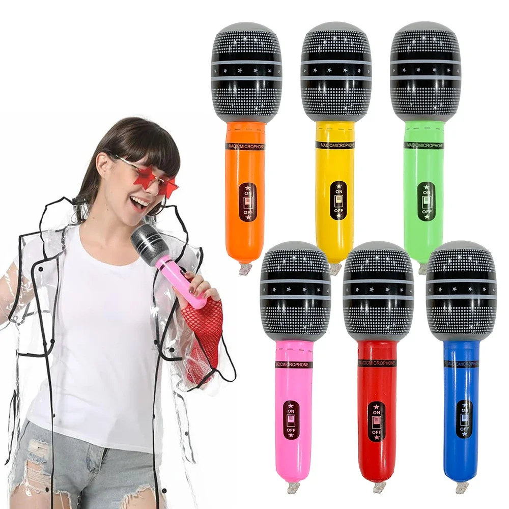 6pcs Inflatable PVC Microphone Instrument Props Suitable for Party Supplies Decorative Accessories Holiday Carnival Gifts