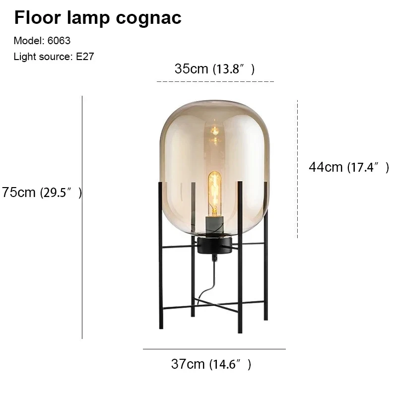 Modern Smoke Glass Table Lamp, Black Metal Frame Bedside Light Living Room Bedroom Home Decor