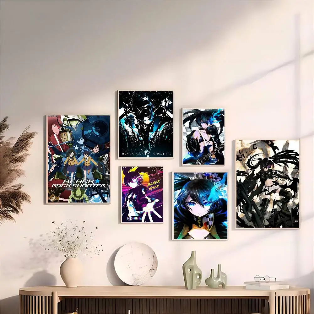 classic anime B-Black Rock S-Shooter game Classic Anime Poster Waterproof Paper Sticker Coffee House Bar Room Wall Decor