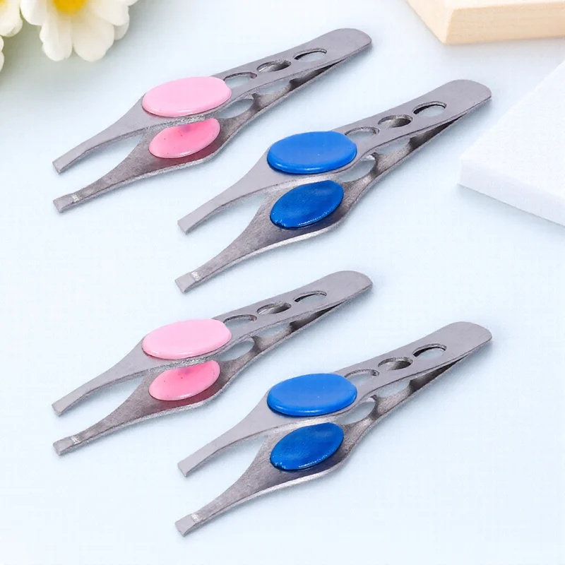 4pcs Eyebrow Tweezers Strong Durable Tight Grip High Adhesion Fine Hair Removal Tool Makeup Grooming Kit For Women Assorted