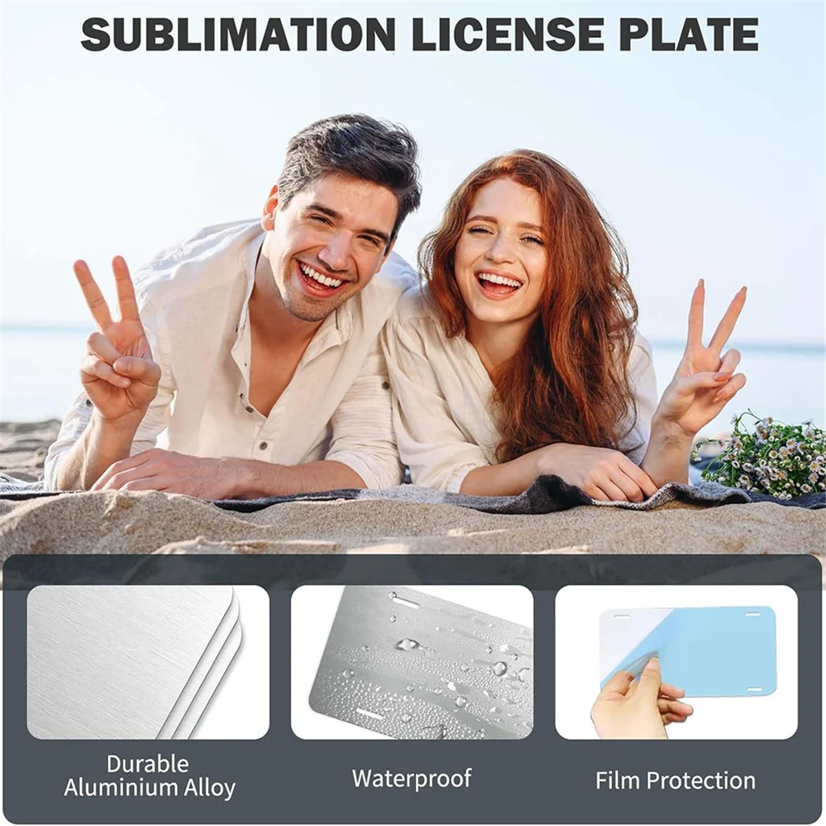 AA98 20 Pack Sublimation License Plate Blanks - Bulk Aluminum Metal Car Tags for DIY Heat Transfer Printing Sheet