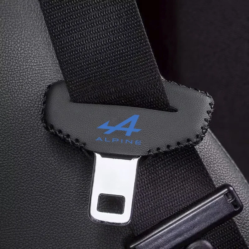 2pcs PU Leather Car Seat Belt Buckle Clip Cover Protector Anti-Scratch Case For Alpine car accessories