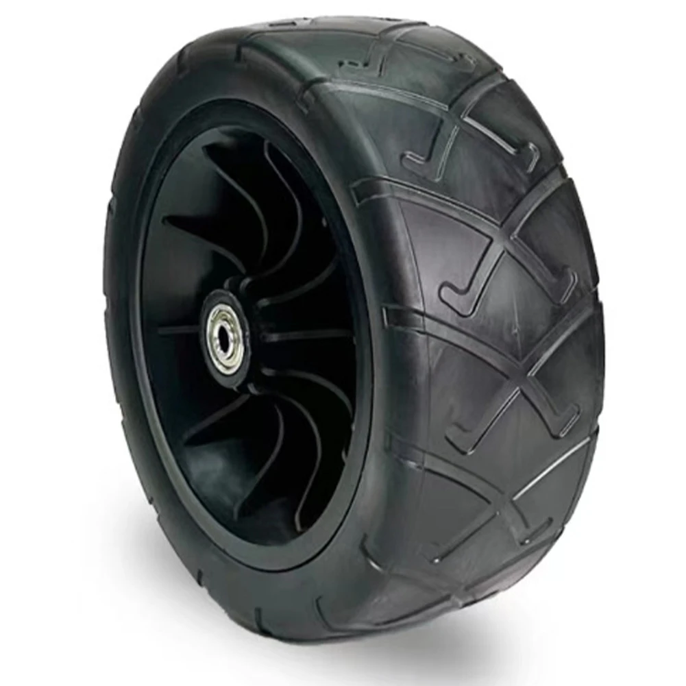 8 Inch Wide Wagon Cart Wheel Pu Tires Black Easily Install Accessories Puncture Proof For Hand Trucks And Yard Trailers Parts