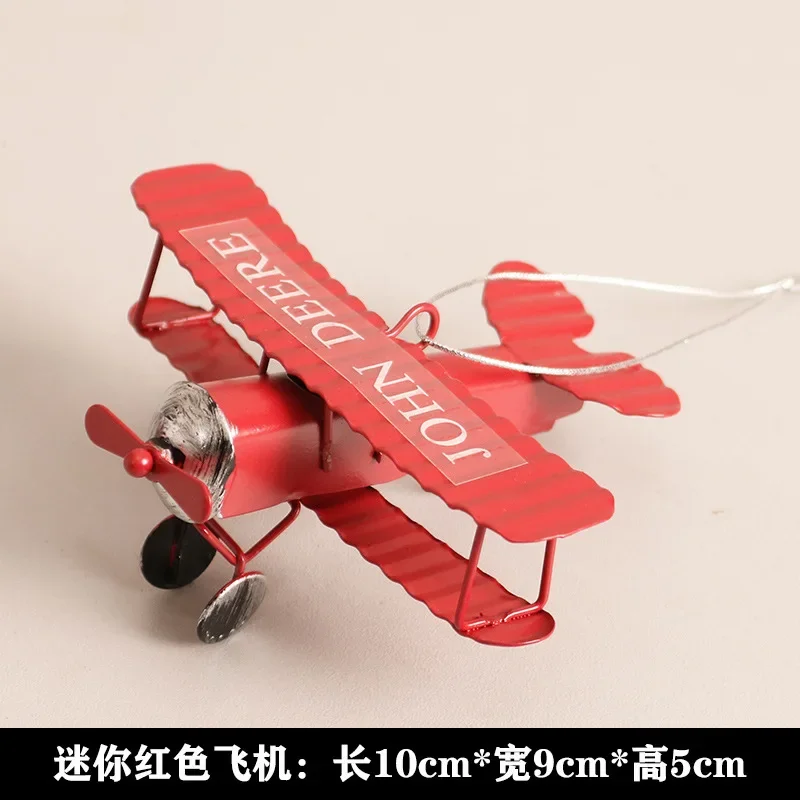 Ijzer Retro Vliegtuig Beeldjes Metalen Vliegtuig Model Vintage Zweefvliegtuig Tweedekker Miniaturen Home Decor Kinderspeelgoed Decoratie