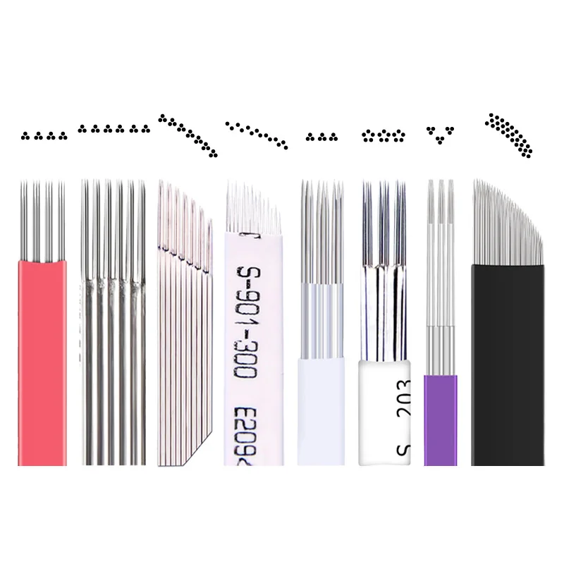 

Multi-Shape 50PCS Hard Microblading Needles PCD Tattoo Blades Permanent Makeup Manual Eyebrow Curved Blade Tebori Pen Agujas