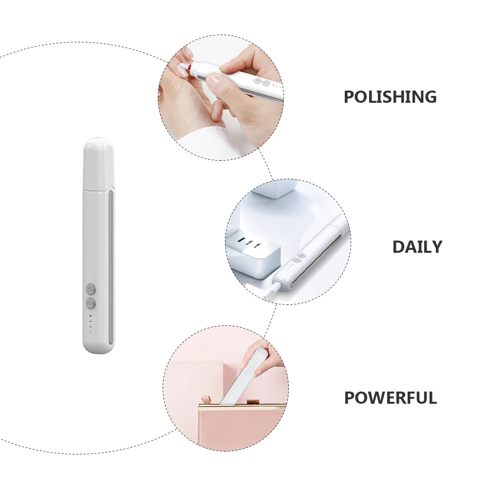 Electric Nail File 5 Ceramic Rechargeable Intensity Portable Manicure Tool ABS Material Nail Polisher Quick