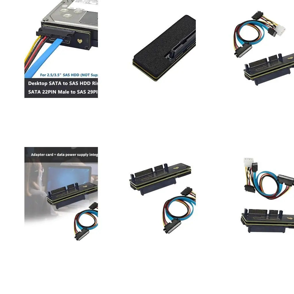 

652F Professional SATA3.0 to 29Pin Risers Card Converter 22PIN to 29PIN Cable for 2.5inch/3.5inch Hard Drive for Computer