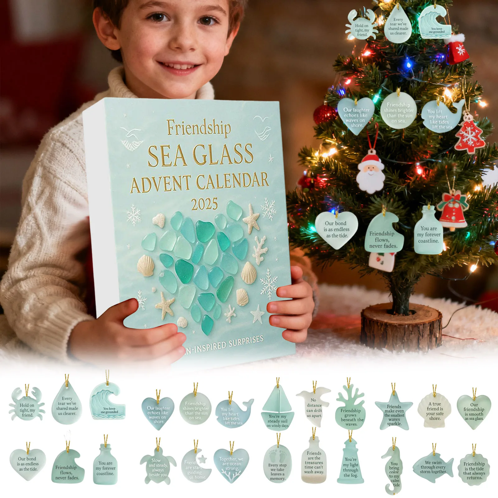 مؤقت رقمي كبير تجريب 2D الصداقة زجاج البحر تقويم القدوم 2025 24 يوما عيد الميلاد العد التنازلي التقويم ساعة للأطفال #4