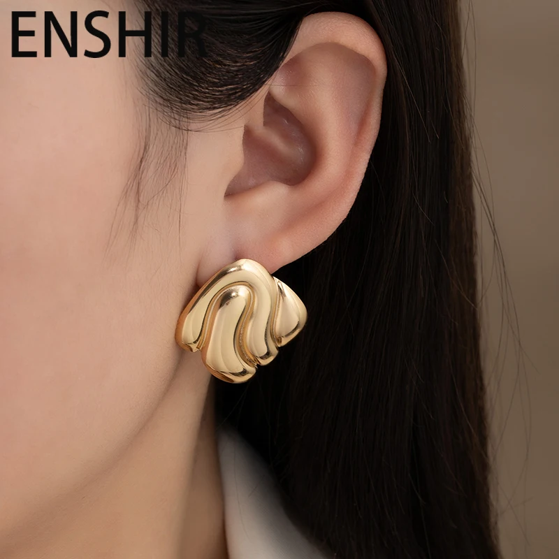 

ENSHIR 316L Stainless Steel Geometry Square Ripple Earrings For Women Simple Fashion Holiday Jewelry Gifts Wholesale