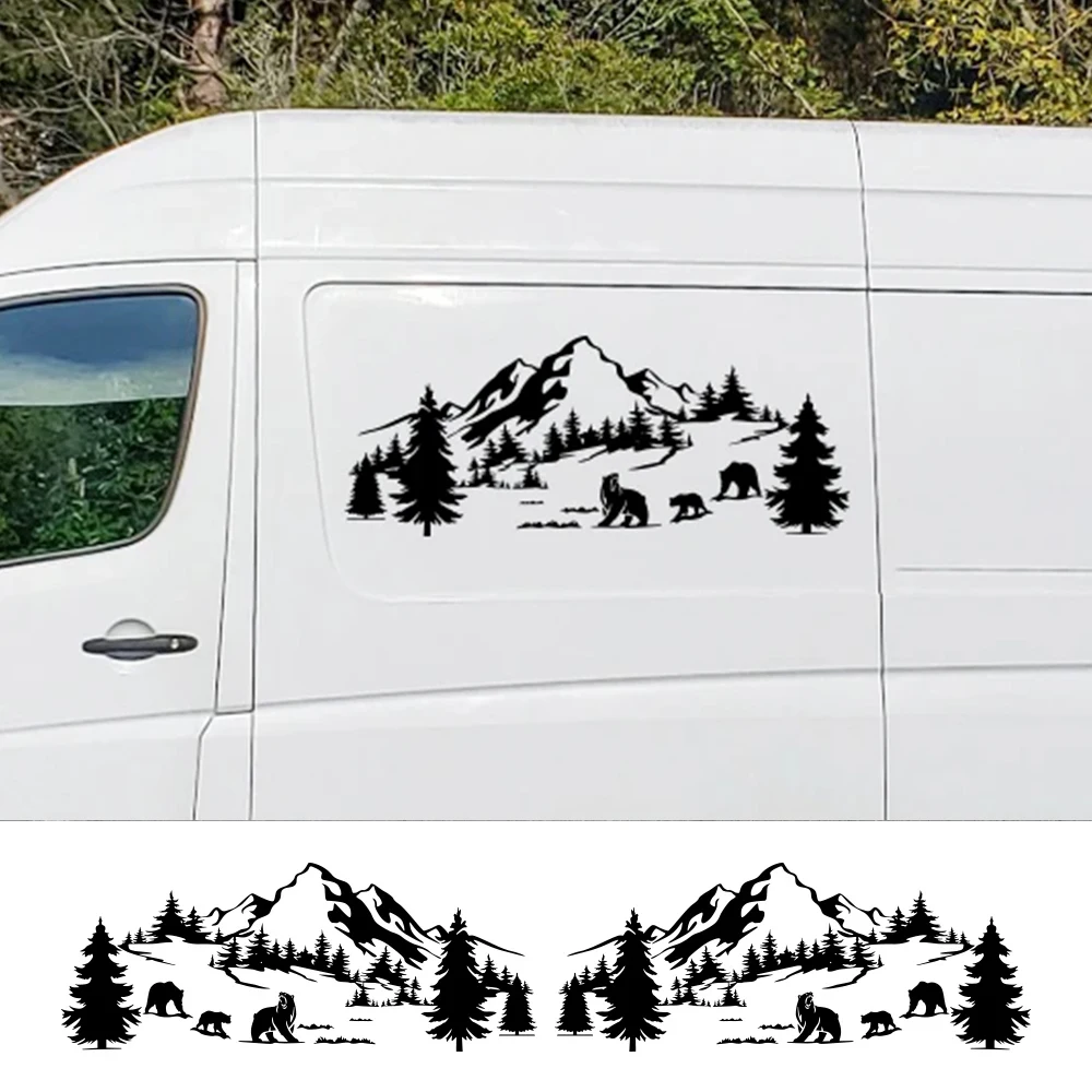 

Car Forest Mountain Decor Stickers For Van Camper Caravan Cargo Motorhome RV MPV Camping Wraps Decals Auto Tuning Accessories