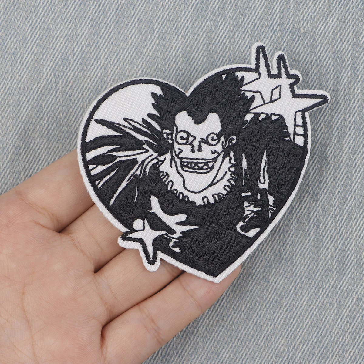 Patches bordados diabo preto e branco, adesivos de roupas, apliques, crachá legal, DIY, preto, branco