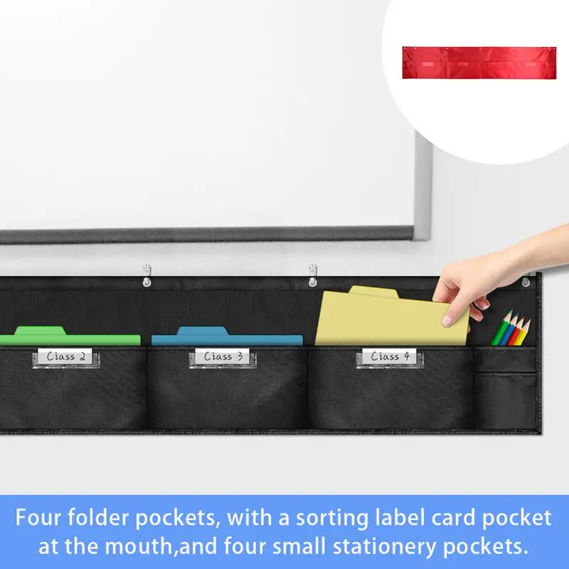 Wall File Holder Storage Pocket Horizontal Holder Rack Large Capacity Wall File Organizer With Wall Hangers 4 Pockets Desk